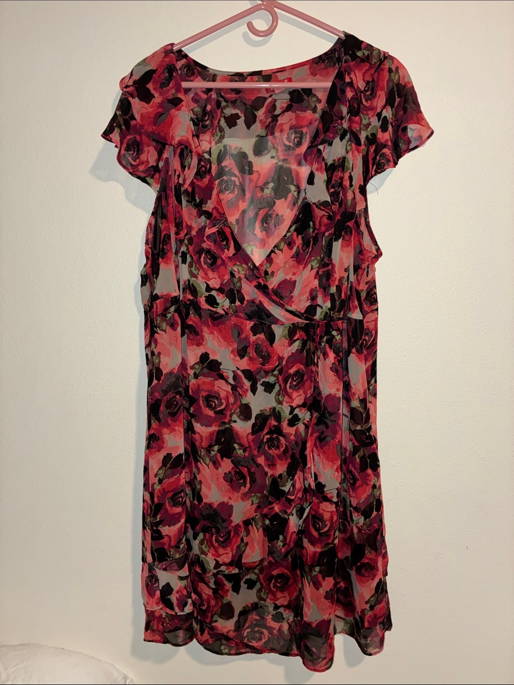 Elle Pink Rose Print Wrap-Style Tunic